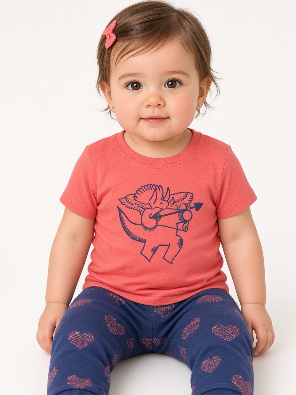Cat & Jack Baby Valentine Dino Cupid Tee & Heart Joggers Set